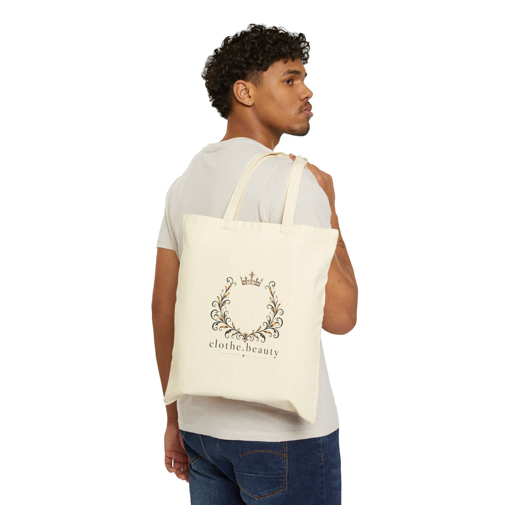 Canvas Tote Bag — Elegant Crown Floral 'clothe.beauty' Market Tote