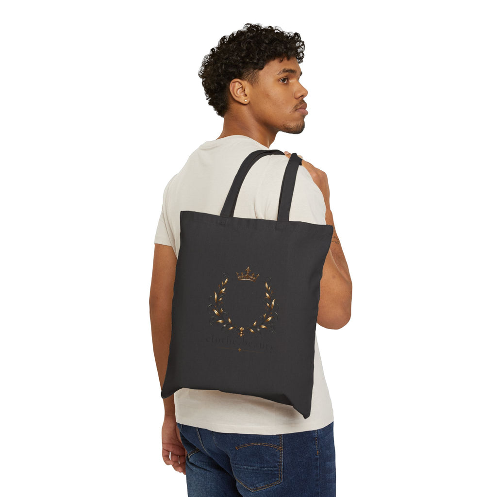 Canvas Tote Bag — Elegant Crown Floral 'clothe.beauty' Market Tote